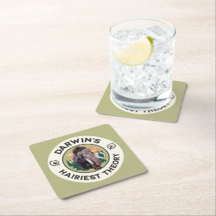 Darwin’s Hairiest Theory Woolly Mammoth  Square Paper Coaster