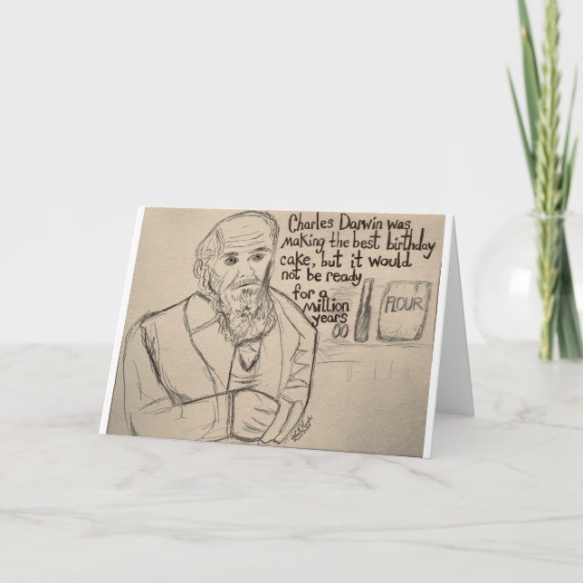 Darwin Waits for the Best Birthday Cake, Card (Front)