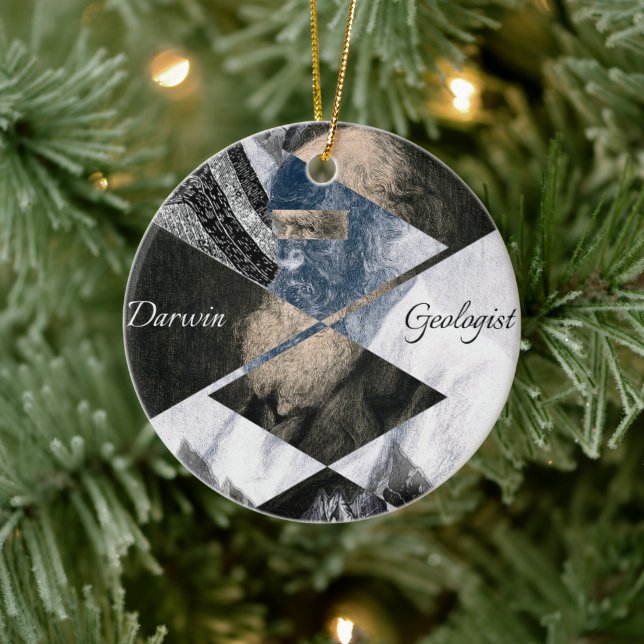 Darwin Was A Geologist Round Ceramic Ornament (Tree)