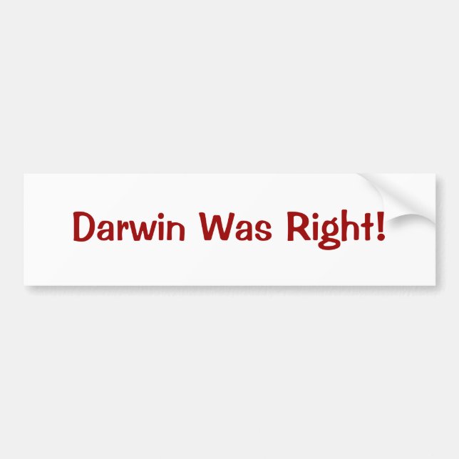Darwin Was Right! Bumper Sticker (Front)