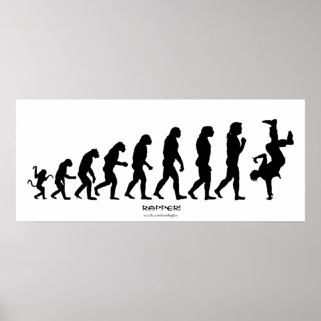 Darwinian Evolution of Rap "RAPPER" Art Poster (Front)