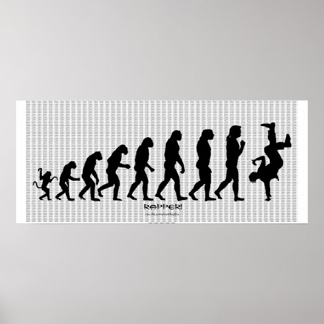 Darwinian Evolution of Rap "RAPPER" Art Poster (Front)