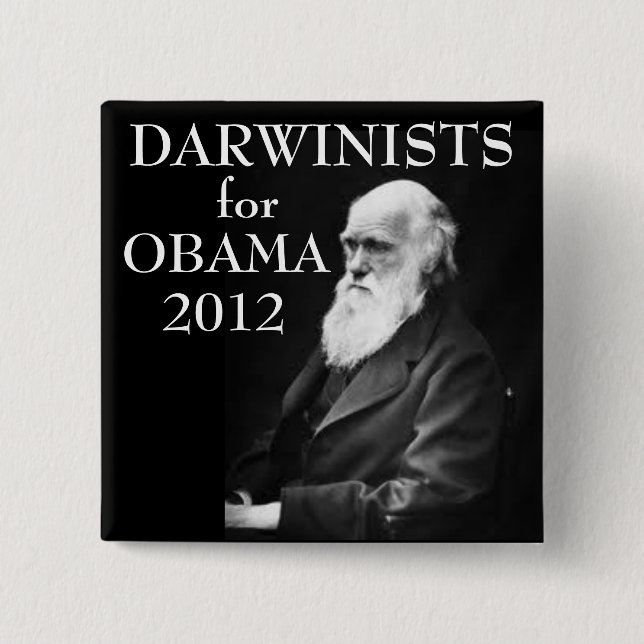 Darwinists for Obama 2 Inch Square Button (Front)