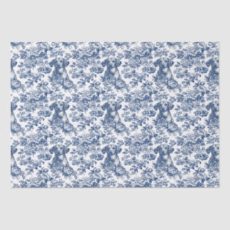 Daschund Dog Blue Toile Pattern Tissue Paper