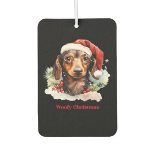 Daschund Dog Christmas Santa Hat Xmas Light Woofy  Air Freshener