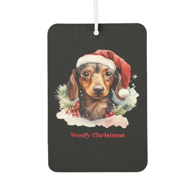 Daschund Dog Christmas Santa Hat Xmas Light Woofy  Air Freshener (Front)