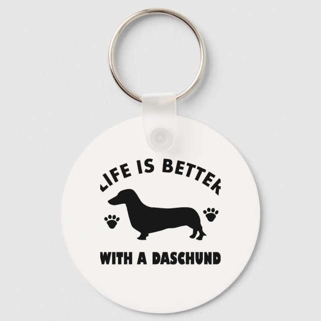 daschund dog design keychain (Front)