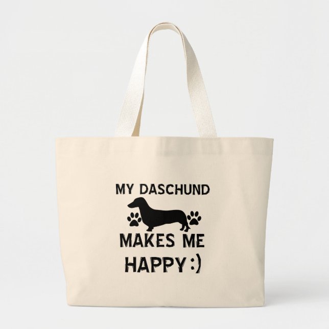 Daschund dog designs large tote bag (Front)