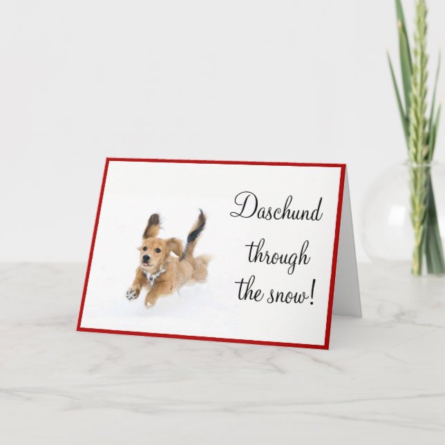 Daschund par la neige ! Carte (Devant)