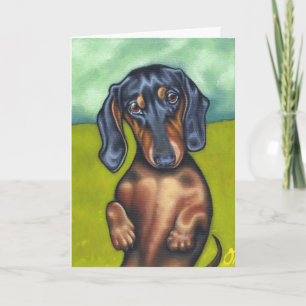 Daschund Puppy love greeting card