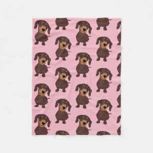 Daschund Sausage Dog Cute Puppy Pink Blanket
