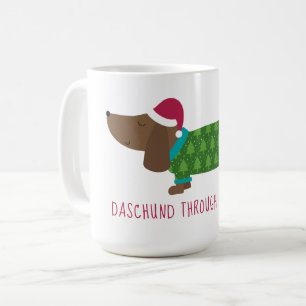 Daschund Through The Snow Cartoon Coffee Mug