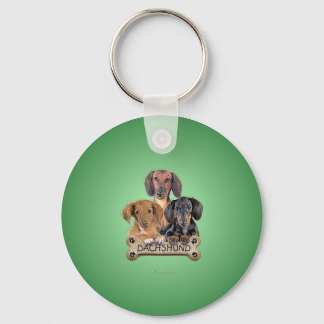 daschunds_rnd_ornament keychain (Front)