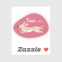 "dash" cute illustrated beige long dog pink