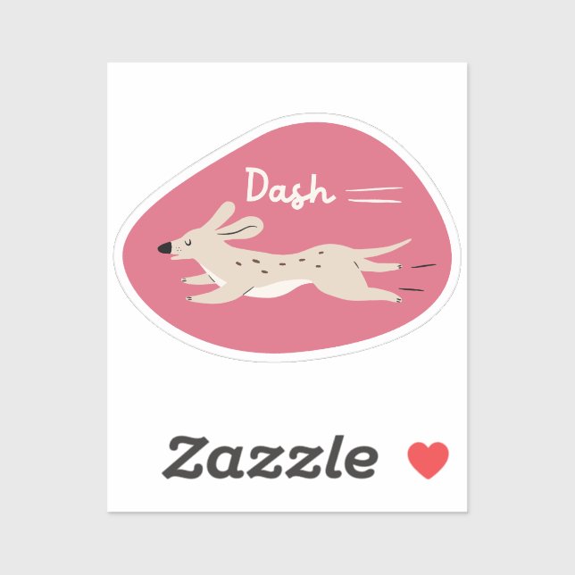 "dash" cute illustrated beige long dog pink (Sheet)
