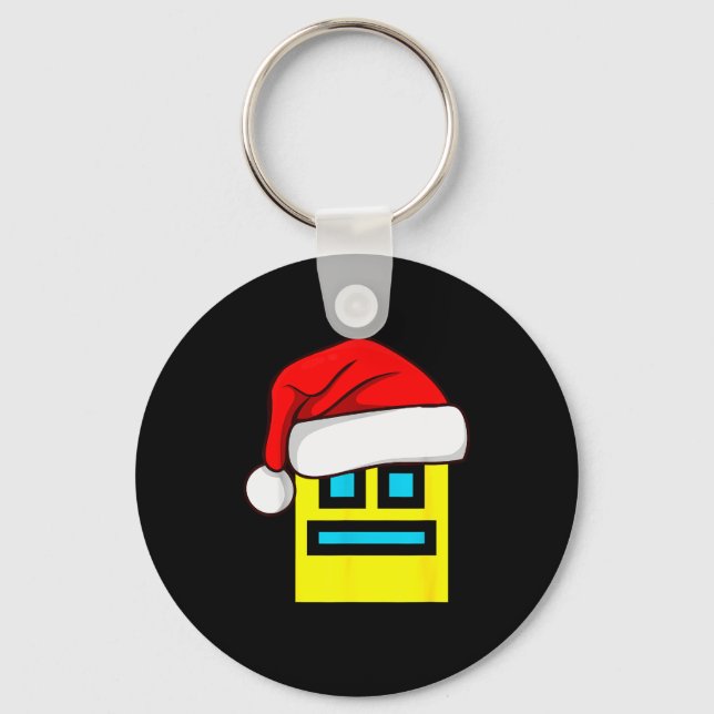Dash Geometry Repeat Christmas Santa Hat Game Vide Keychain (Front)