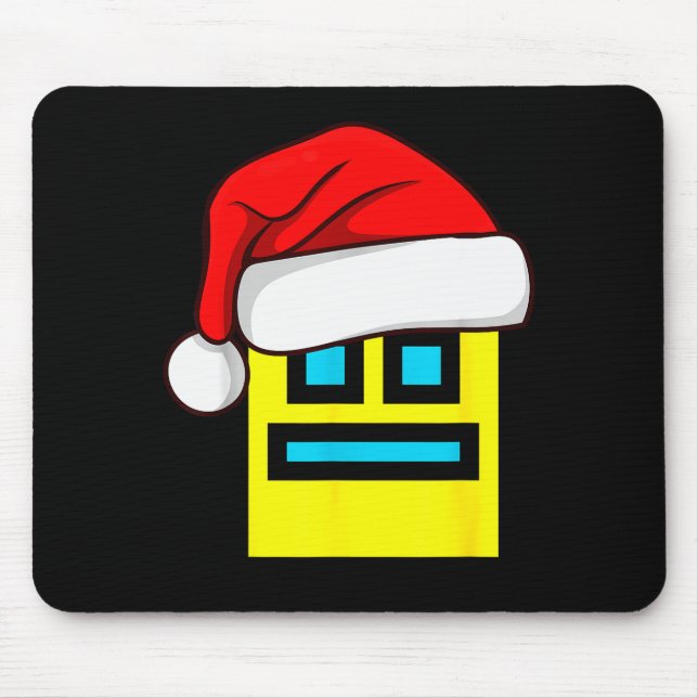 Dash Geometry Repeat Christmas Santa Hat Game Vide Mouse Pad (Front)