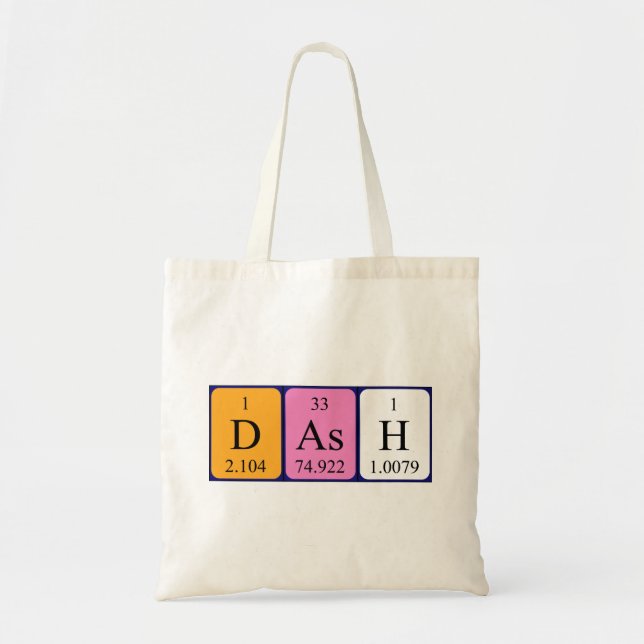 Dash periodic table name tote bag (Front)