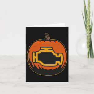 Dashboard Car Check Engine Funny Pumpkin Halloween Card