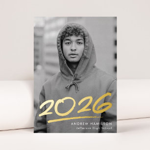 Dashed 2025 Foil Photo Graduation Announcement