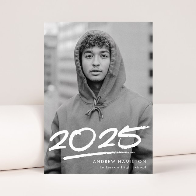 Dashed Class of 2025 Modern Photo Graduation Announcement (Creator Uploaded)
