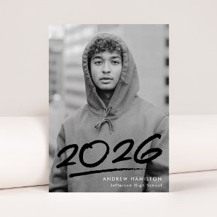 Dashed Class of 2026 Modern Photo Graduation Announcement