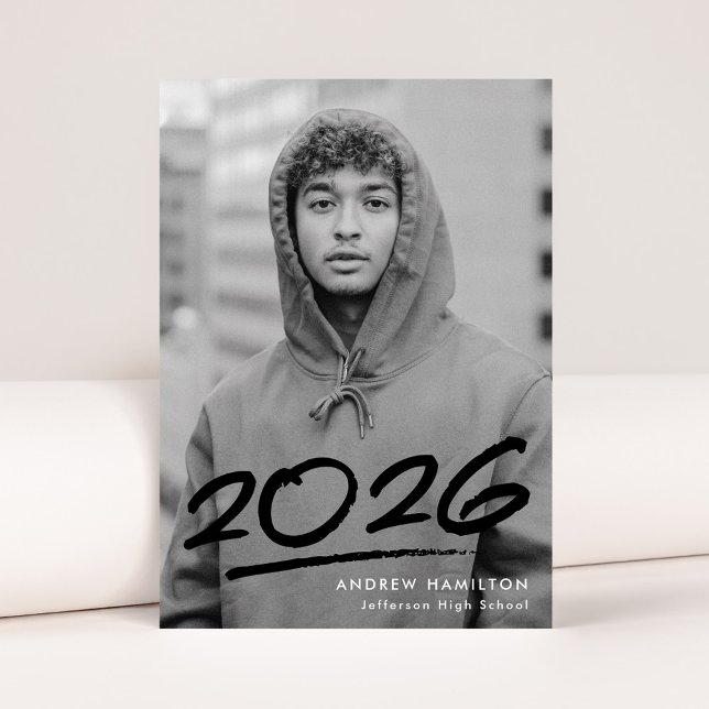 Dashed Class of 2026 Modern Photo Graduation Announcement (Creator Uploaded)