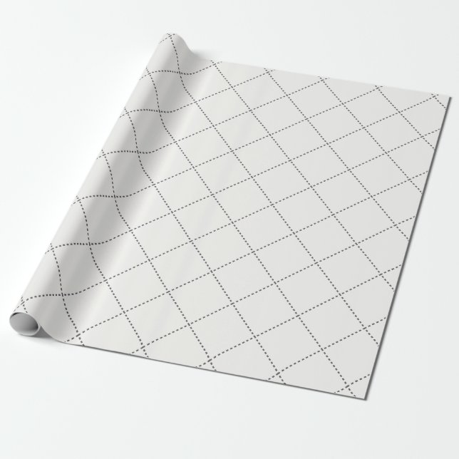Dashed Diamond Grid Geometric Soft White Wrapping Paper (Unrolled)
