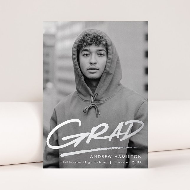 Dashed Grad Foil Photo Graduation Announcement (Creator Uploaded)
