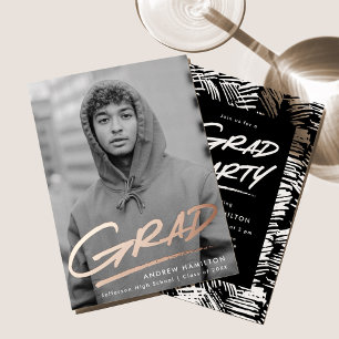 Dashed Grad Photo Graduation Party Rose Gold