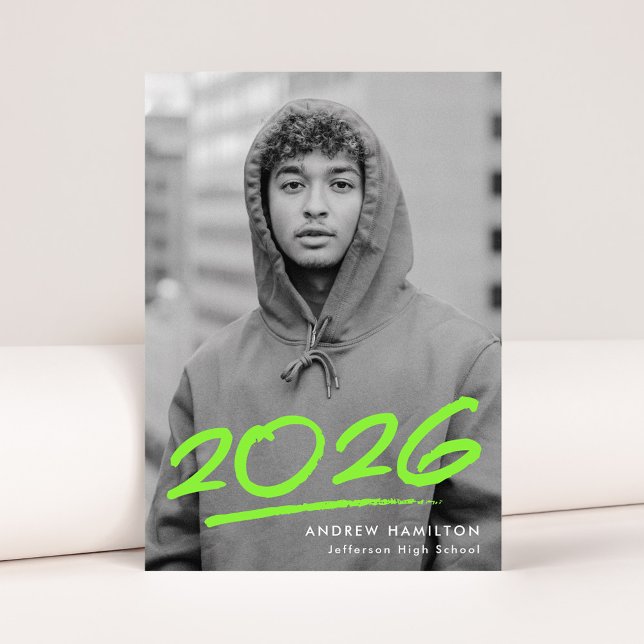 Dashed Lime Green Class of 2025 Photo Graduation Announcement (Creator Uploaded)