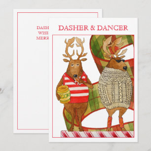 DASHER DANCER 5x7 Flat Christmas Card