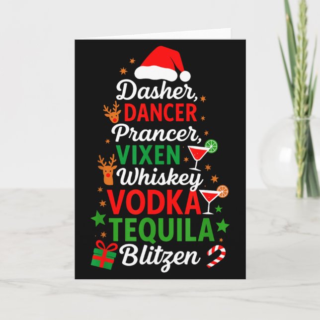 Dasher Dancer Prancer Vixen Moscato Vodka Tequila  Card (Front)