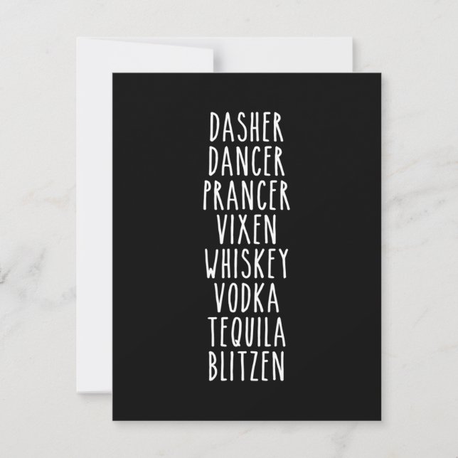 Dasher Dancer Prancer Vixen Whiskey Vodka Tequila Thank You Card (Front)