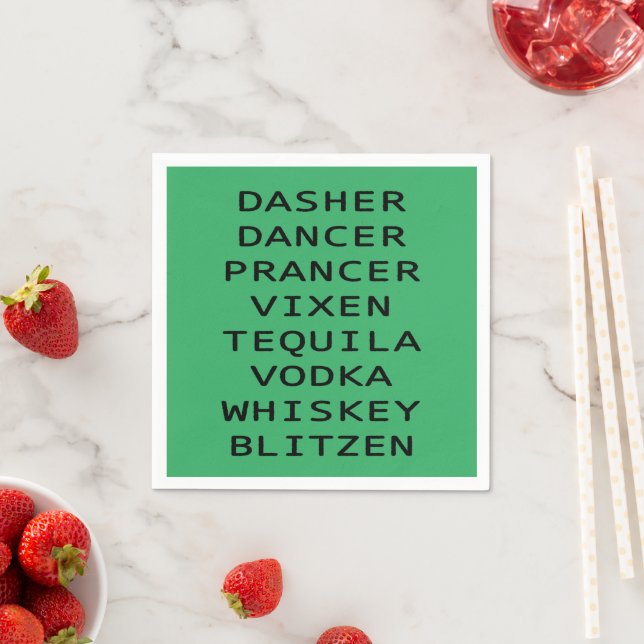 Dasher Dancer Vixen Vodka Tequila Whiskey Blitzen Napkin (Insitu)