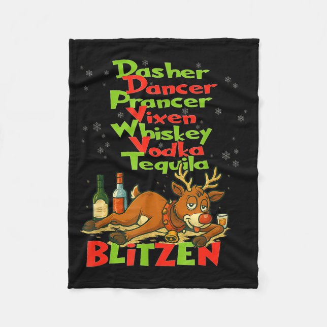 Dasher Dancer Whiskey Vodka Tequila Blitzen Christ Fleece Blanket (Front)