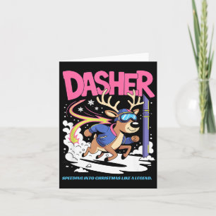 Dasher Reindeer Christmas Speeding Fun  Card