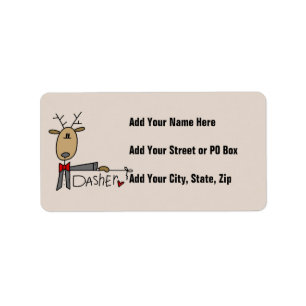 Dasher Reindeer Christmas T-shirts and Gifts Label