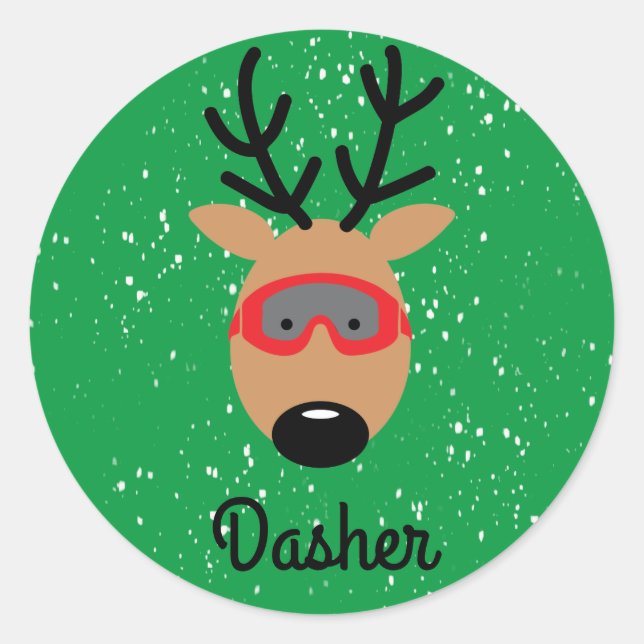 Dasher Reindeer Classic Round Sticker (Front)