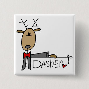 Dasher Reindeer Tshirts and Gifts 2 Inch Square Button