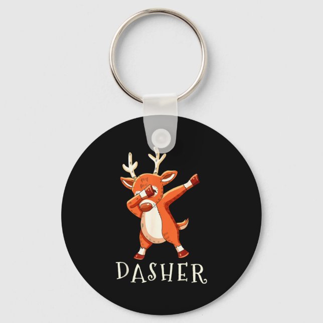 Dasher Santas Reindeers Family Matching Outfit Chr Keychain (Front)