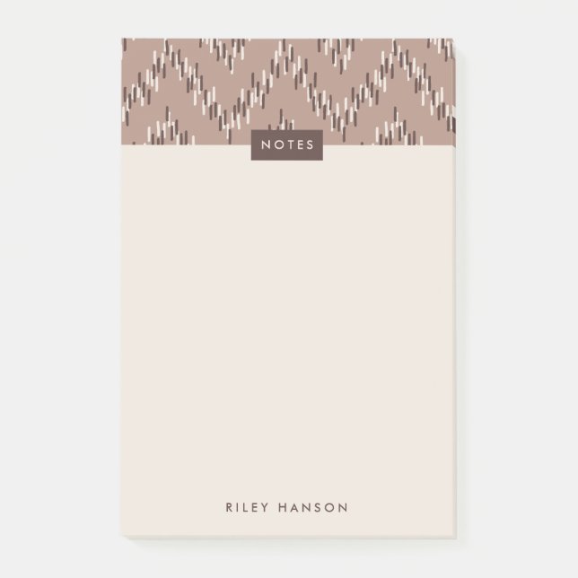 Dashing Boho Ikat Zig Zag Motif Post-It - Brown (Devant)