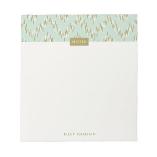 Dashing Boho Ikat Zig Zag Pattern Notepad - Green