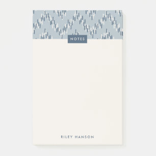 Dashing Boho Ikat Zig Zag Pattern Post-It - Blue Notes