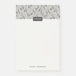 Dashing Boho Ikat Zig Zag Pattern Post-It - Grey Post-it Notes