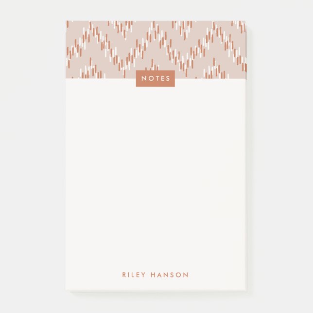 Dashing Boho Ikat Zig Zag Pattern Post-It - Rust Notes (Front)