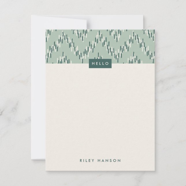 Dashing Boho Ikat Zig Zag Stationery - Teal (Front)