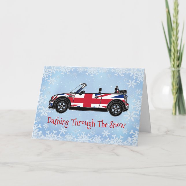 Dashing Convertible & Union Jack Holiday Card (Front)
