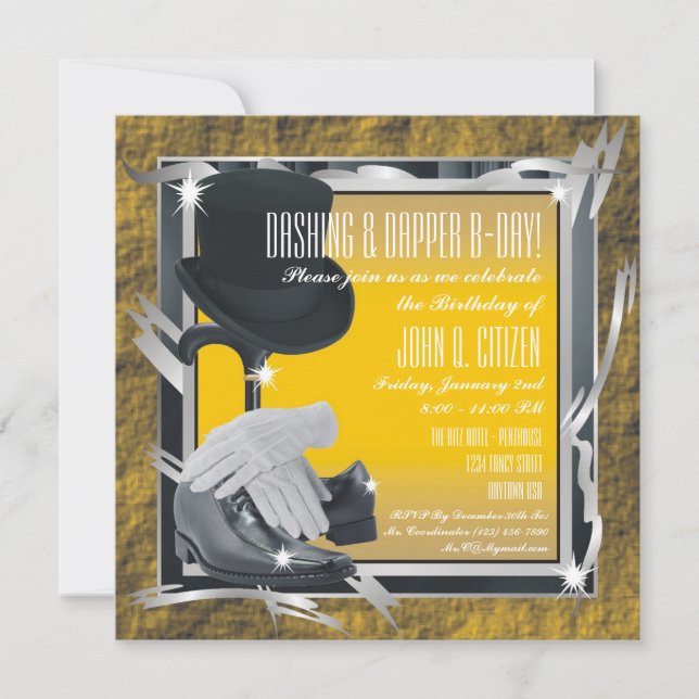 Dashing Custom 5.25 X 5.25 Invitations - Gold (Front)