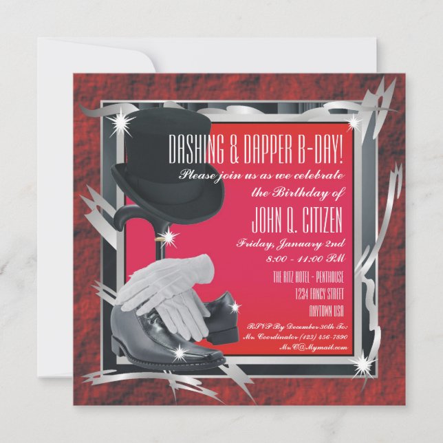 Dashing Custom 5.25 X 5.25 Invitations - Rouge (Devant)
